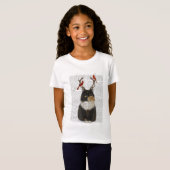 T-Shirt Chat Tortoiseshell avec Antlers et Red Birds (Devant entier)