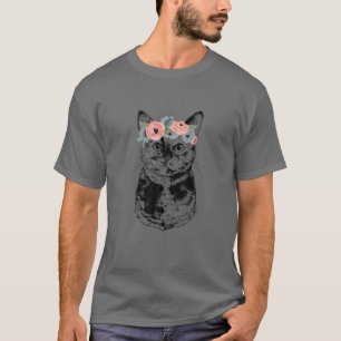 T-shirt Chat Tortoiseshell Avec Bras Floral Tortie Cat