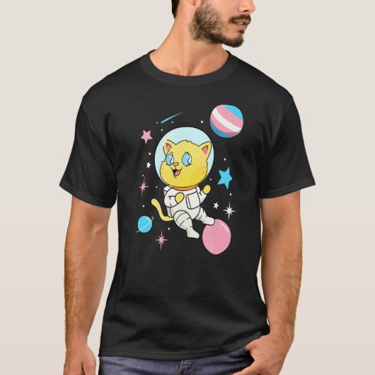 T-shirt Chat Transgenre Dans L'Espace Fierté Trans (Devant)
