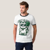 T-shirt Chat Trèfle Chanceux | Drôle de St Patrick (Devant entier)