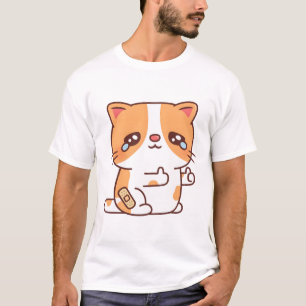 T-shirt Chat triste en pleurs mais avec un pouce levé