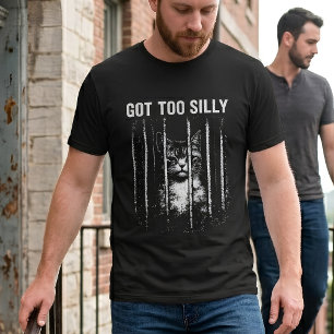 T-shirt Chat Trop Rigolo en Prison Drôle Mème
