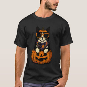 T-shirt Chat Tuxedo Fantôme Citrouille Halloween Amateur d