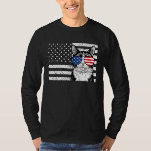 T-shirt Chat Tuxedo Fête de l'Indépendance américaine Drap