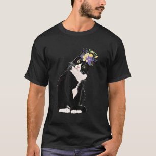 T-shirt Chat Tuxedo Fleurs Chatons Mamans Papas Enfants