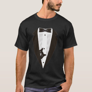 T-shirt Chat tuxedo regardant dehors du costume Tuxedo Noi