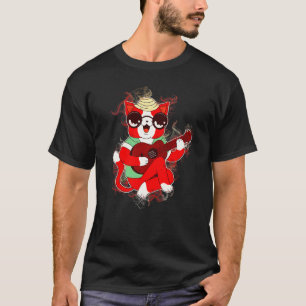 T-shirt Chat Ukulele Instrument de Musique Éclaboussure d'