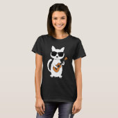 T-shirt Chat Ukulele Ukulélé Instrument à Cordes (Devant entier)