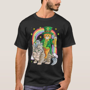 T-shirt Chat Unicorn Leprechaun Jour de la Saint Patrick F