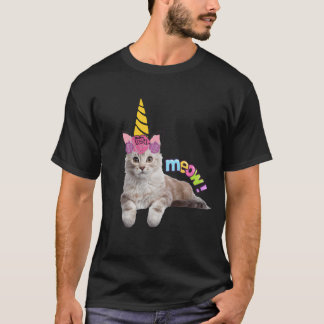 T-shirt Chat Unicorne Meow Chemise retro