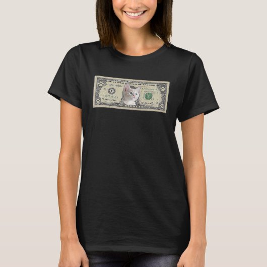 T-shirt Chat Unique Dollar Facture Argent Kitten Enthousia (Devant)