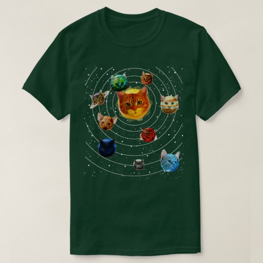 T-shirt Chat Universe Funny Kitten Planètes Système Solair (Design devant)