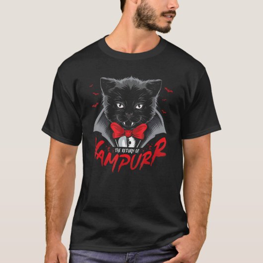 T-shirt Chat Vampire d'Halloween Vampurr (Devant)