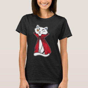 T-shirt Chat Vampire Paresseux Costume Halloween Mignon Ki
