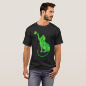 T-shirt Chat vert silhouette Trèfles Saint-Patrick (Devant entier)