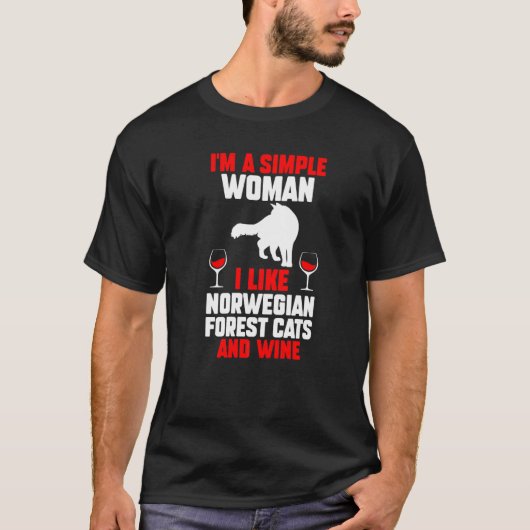 T-shirt Chat Vin Forêt Norvégienne (Devant)