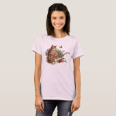 T-shirt Chat vintage et rose Rose (Devant entier)