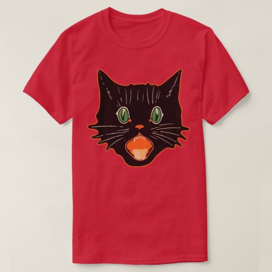 T-shirt Chat vintage Halloween noir Scaredy Cat (Design devant)