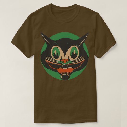 T-shirt Chat vintage Halloween noir Scaredy Cat (Design devant)