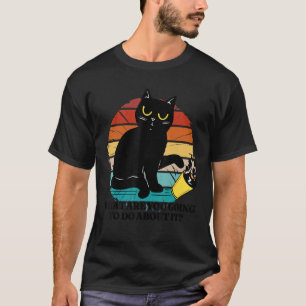 T-shirt chat vintage jetant une citation de tasse remplie