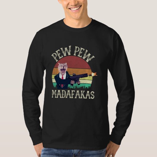 T-shirt Chat Vintage Pew Pew Madafakas (Devant)