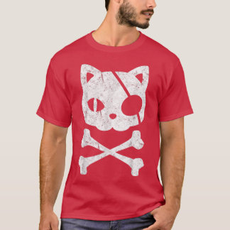 T-shirt Chat vintage Pirate Kitten Halloween Croix du crân