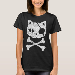 T-shirt Chat vintage Pirate Kitten Halloween Croix du crân