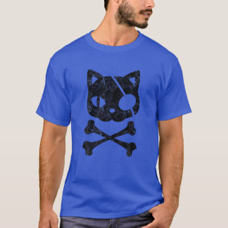 T-shirt Chat vintage Pirate Kitten Halloween Croix du crân