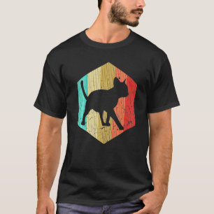 T-shirt Chat Vintage Silhouette de Chat Rétro Animal 70s