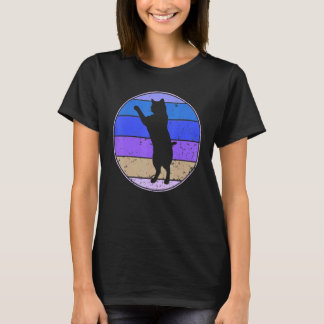 T-shirt Chat Vintage Silhouette de Chat Rétro Animal  70s 