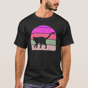 T-shirt Chat Vintage Silhouette de Chat Rétro Chaton Anima