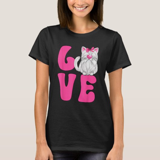 T-shirt Chat Violet Pour Les Femmes Et Chat Rose Maman Qui (Devant)
