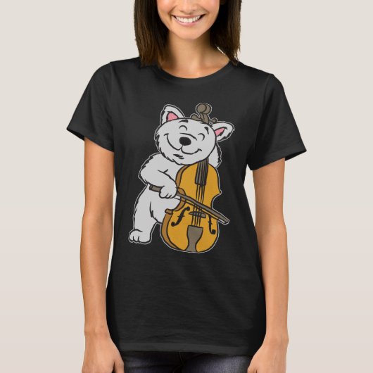 T-shirt Chat violoncelle enseignante de musique (Devant)