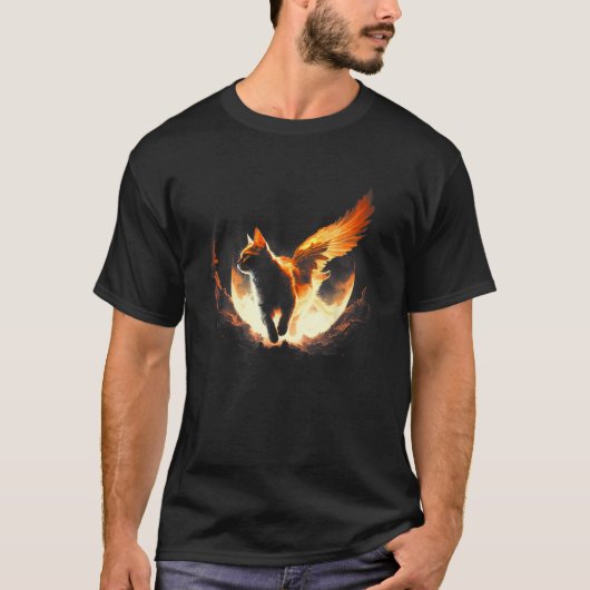 T-shirt Chat volant Angel Fire Cat (Devant)