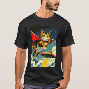 T-shirt Chat volant avec une nouveauté de soucoupe volante