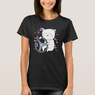 T-shirt chat volant direction poignée guidon conduite d'un