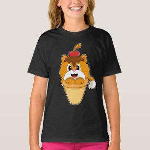 T-shirt Chat Waffe crème glacée Cerise