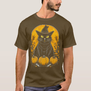 T-shirt Chat Witch Goth Gothic Halloween Citrouilles