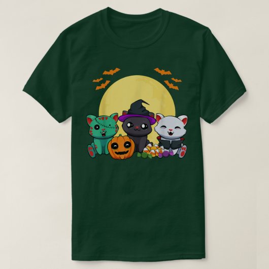 T-shirt Chat Witch Zombie Vampire Lazy Halloween Costume C (Design devant)