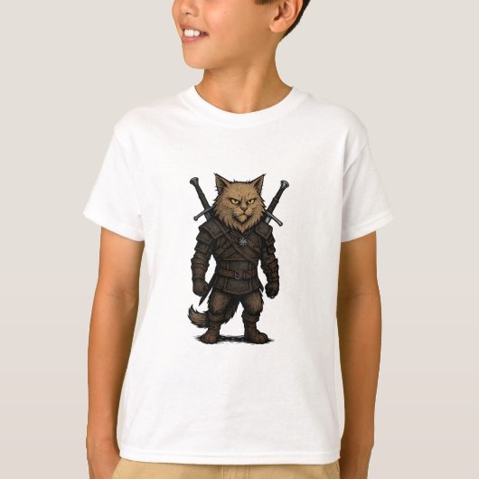 T-shirt Chat Witcher – Guerrier Fantasy Médiéval (Devant)