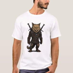 T-shirt Chat Witcher – Guerrier Fantasy Médiéval