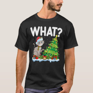 T-shirt Chat Xmas Lights Père Noël Chat Noël Arbre
