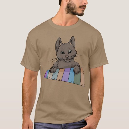 T-shirt Chat Xylophone vintage (Devant)