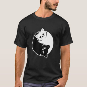 T-shirt Chat Yin et Yang Animal Chats Noir Blanc Amour
