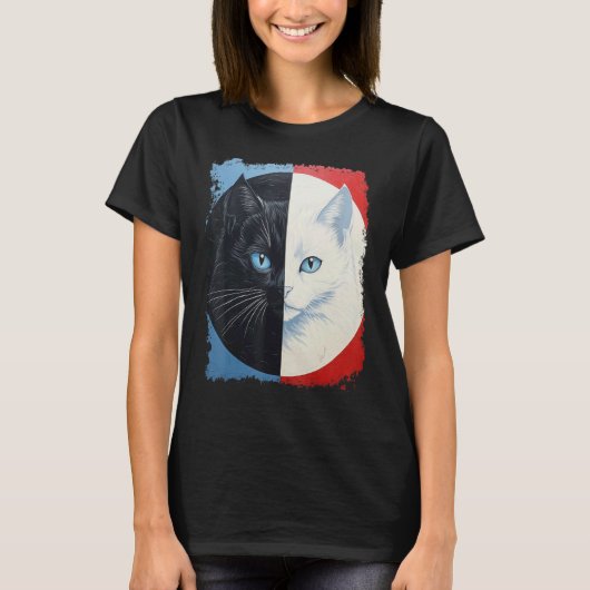 T-shirt Chat Yin Yang Pop Art (Devant)