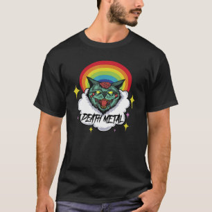 T-shirt Chat Zombie de Death Metal - Rainbow Kitten