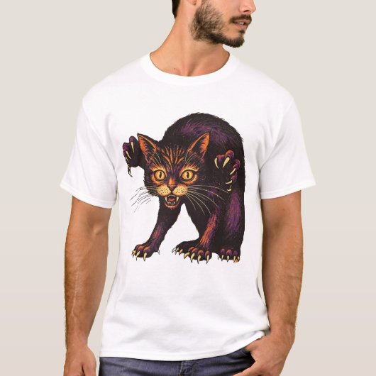 T-shirt Chat Zombie Drôle Effrayant Mignon Chat Mort-Vivan (Devant)