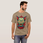 T-shirt Chat zombie effrayé (Devant entier)