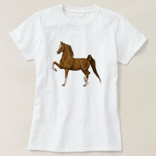T-shirt Châtaigne de pièce en t de Saddlebred d'Américain (Design devant)