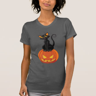 T-shirt Chateau chaton Halloween mignon avec chat et citro